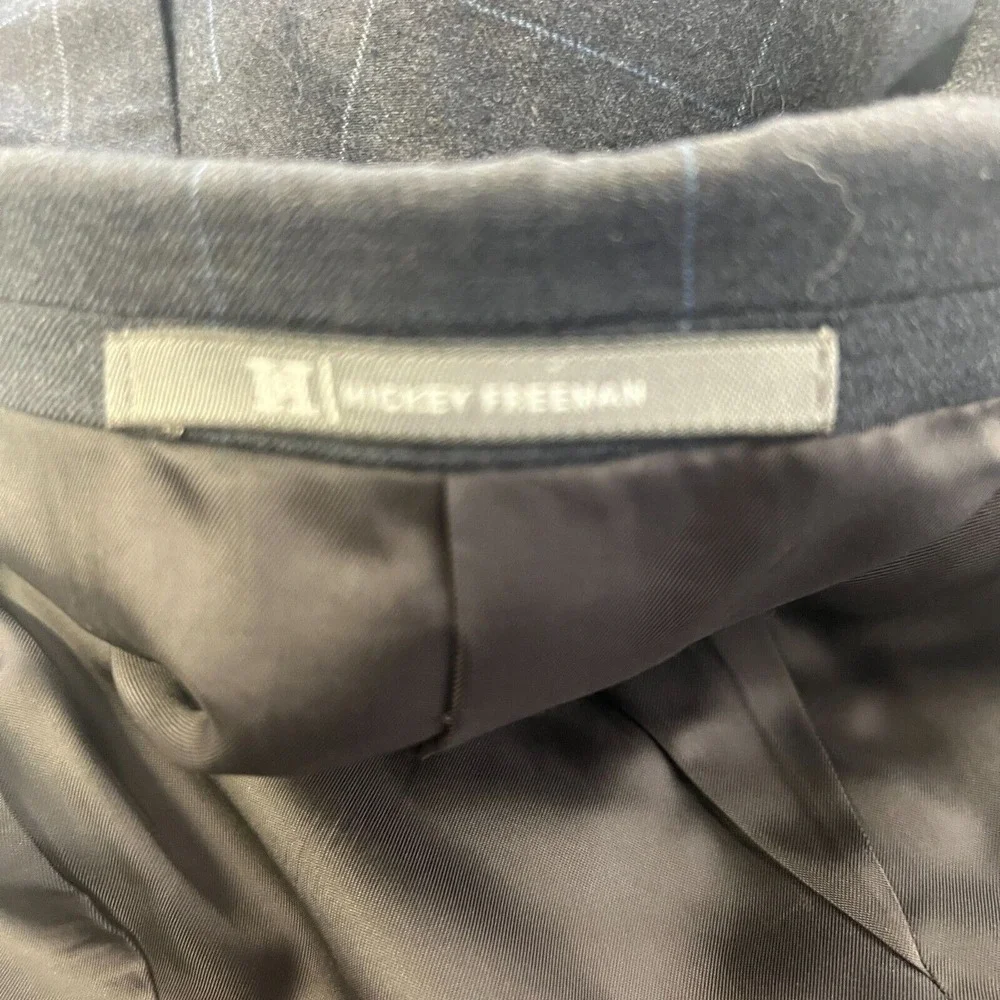 Hickey Freeman Gray Check Plaid‎ Blazer Loro Piana Fabric Italy Tasmanian 42 L